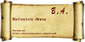 Belovics Anna névjegykártya